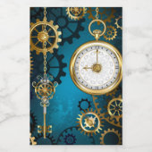 Steampun türkis Hintergrund mit Gears Weinetikett (Einzelnes Label)