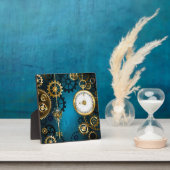 Steampun turquoise Background with Gears Fotoplatte (InSitu)