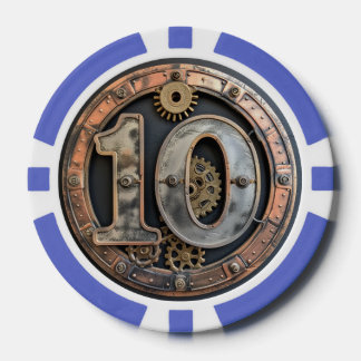 Steampunk $10 Poker Chip: Getriebewährung Pokerchips