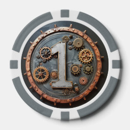 Steampunk $1 Poker Chip: Mechanischer Einsatz Pokerchips