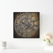 Steampunk 1 Quadrat Quadratische Wanduhr (Zuhause)