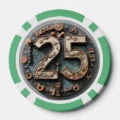 Steampunk $25 Poker Chip: Mechanisches Glück Pokerchips (Rückseite)