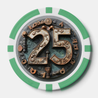 Steampunk $25 Poker Chip: Mechanisches Glück Pokerchips
