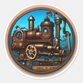 Steampunk #2 Lokomotive Runder Aufkleber