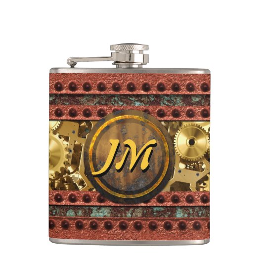 Steampunk 4A Wrapped Flask Options Flachmann (Vorderseite)