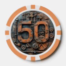Steampunk $50 Poker Chip: Arkane Machina