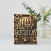 Steampunk-Abenteuer-Geburtstagsdesign Postkarte (Stehend Vorderseite)