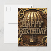 Steampunk-Abenteuer-Geburtstagsdesign Postkarte (Vorne/Hinten)