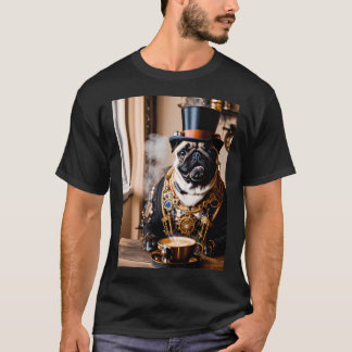 Steampunk-Abenteuer mit einem Mops und Kaffee T-Shirt