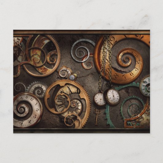 Steampunk - Abstrakt - Zeit ist kompliziert Postkarte (Vorderseite)