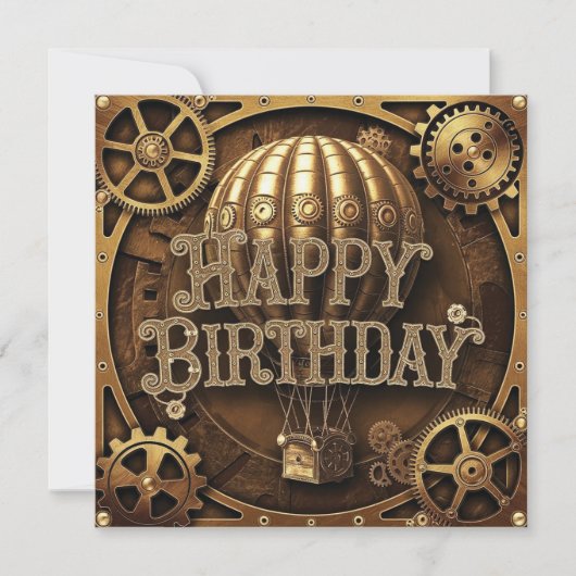 Steampunk Adventure Birthday Design Karte (Vorderseite)