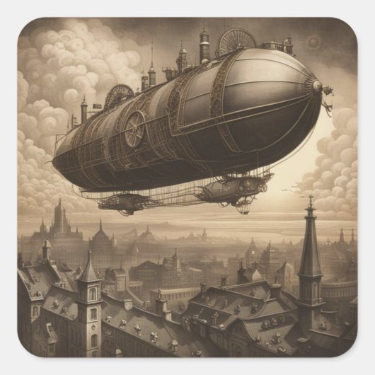 Steampunk Adventure Quadratischer Aufkleber (Vorderseite)