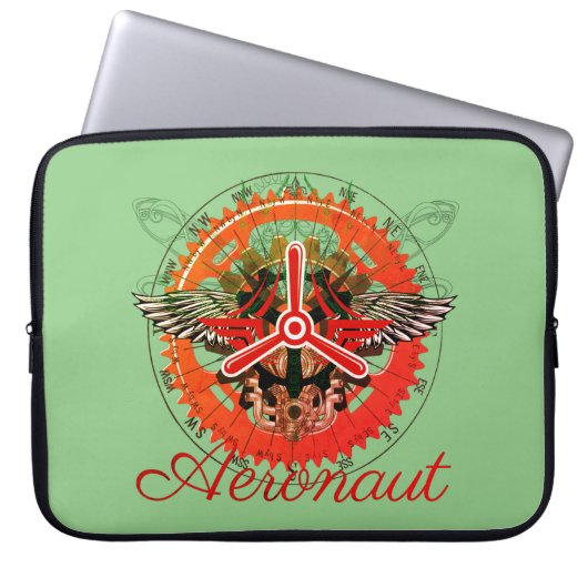 Steampunk Aeronaut, Himmelsmechanik Laptopschutzhülle (Vorderseite)