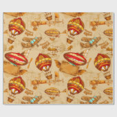 Steampunk-Aeronautik Geschenkpapier (Flach)