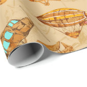 Steampunk-Aeronautik Geschenkpapier (Rolleneckpunkt)