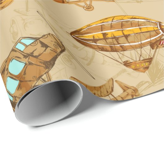 Steampunk-Aeronautik Geschenkpapier (Rolleneckpunkt)
