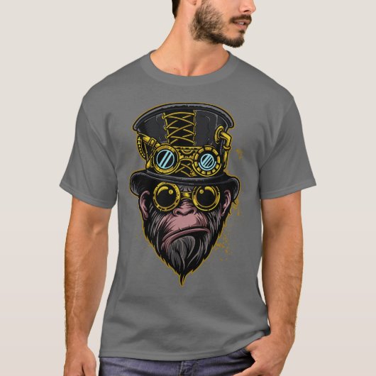 Steampunk-Affen-Illustration T-Shirt (Vorderseite)