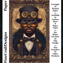 Steampunk African American Man CM6 Scrapbook Paper