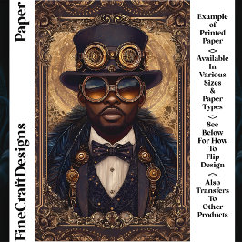 Steampunk African American Man CM6 Scrapbook Paper