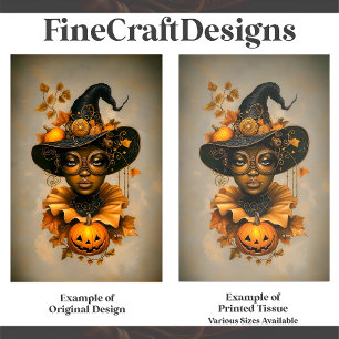 Steampunk Afroamerikanische Hexe F6R Decoupage Seidenpapier