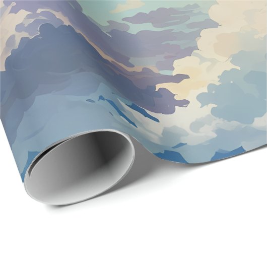 Steampunk Airship and Balloons in Sky Geschenkpapier (Rolleneckpunkt)