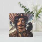 Steampunk Airship Viktorianisch Industrial Raven Einladung (Stehend Vorderseite)