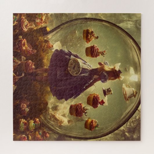Steampunk Alice and Cupcakes AI Generated Art Puzzle (Horizontal)