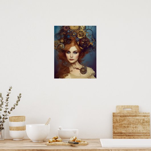 Steampunk Alice Atemberaubend Fantasy Portrait Poster (Küche)