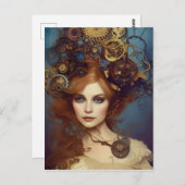 Steampunk Alice Atemberaubend Fantasy Portrait Postkarte (Vorne/Hinten)