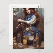 Steampunk Alice im Labrador Postkarte (Vorne/Hinten)