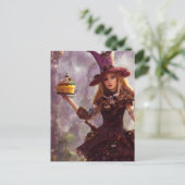 Steampunk-Alice mit einem Cupcuke Postkarte (Stehend Vorderseite)