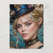 Steampunk Alice Postkarte (Vorderseite)