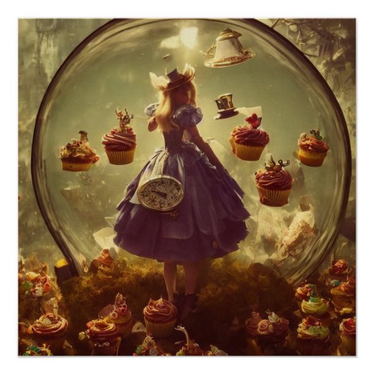 Steampunk Alice und Cupcakes Poster (Vorderseite)