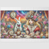 Steampunk Alice White Rabbit Tee Party Decoupage Seidenpapier (Vorderseite)