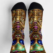 Steampunk Alien Green Blue & Brown Socken (Oben)