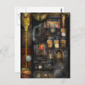 Steampunk - All das für eine Tasse Kaffee Postkarte (Vorne/Hinten)