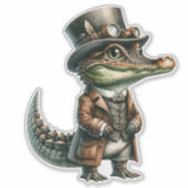 Steampunk Alligator Transparenter Aufkleber (Vorderseite)