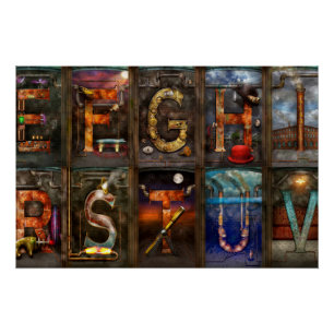 Steampunk - Alphabet - Komplettes Alphabet Poster