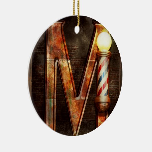 Steampunk - Alphabet - M is for Mustache Keramik Ornament (Rechts)