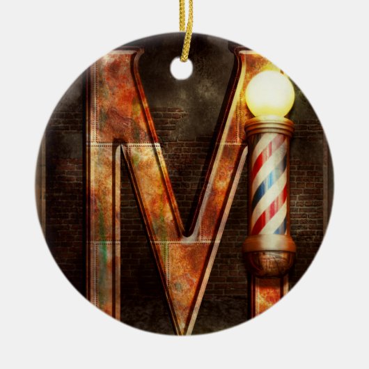 Steampunk - Alphabet - M is for Mustache Keramik Ornament (Vorne)