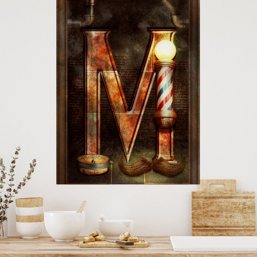 Steampunk - Alphabet - M is for Mustache Poster (Küche)