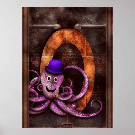 Steampunk - Alphabet - O is for Octopus Poster (Vorne)