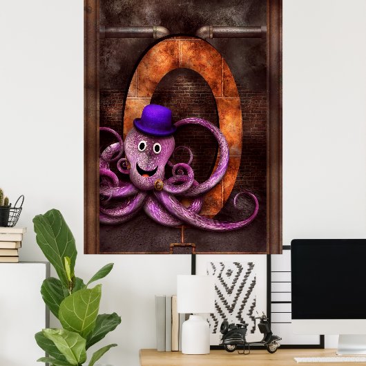 Steampunk - Alphabet - O is for Octopus Poster (Heimbüro)