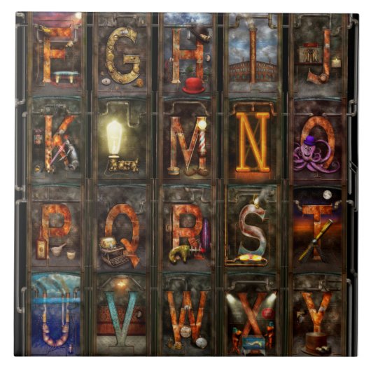Steampunk - Alphabet - Vollständig Alphabet Fliese (Vorderseite)