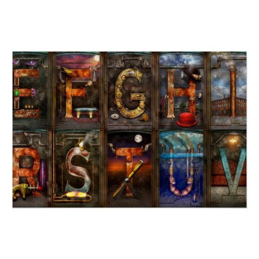 Steampunk - Alphabet - Vollständig Alphabet Poster (Vorderseite)