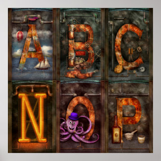 Steampunk - Alphabet - Vollständig Alphabet Poster