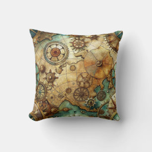 Steampunk-Alte-Karte-Wurfkissen Kissen