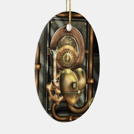 Steampunk am Herzen personalisiert Keramikornament (Rechts)