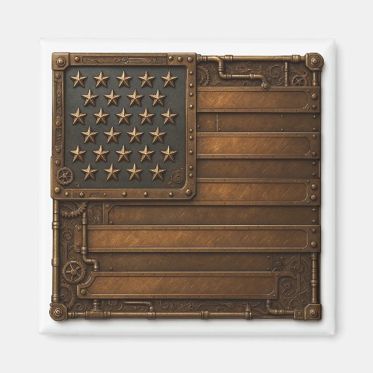 Steampunk American Flag. Magnet (Vorne)