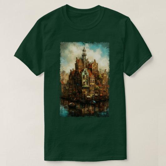 Steampunk Amsterdam Skyline 1 T-Shirt (Design vorne)